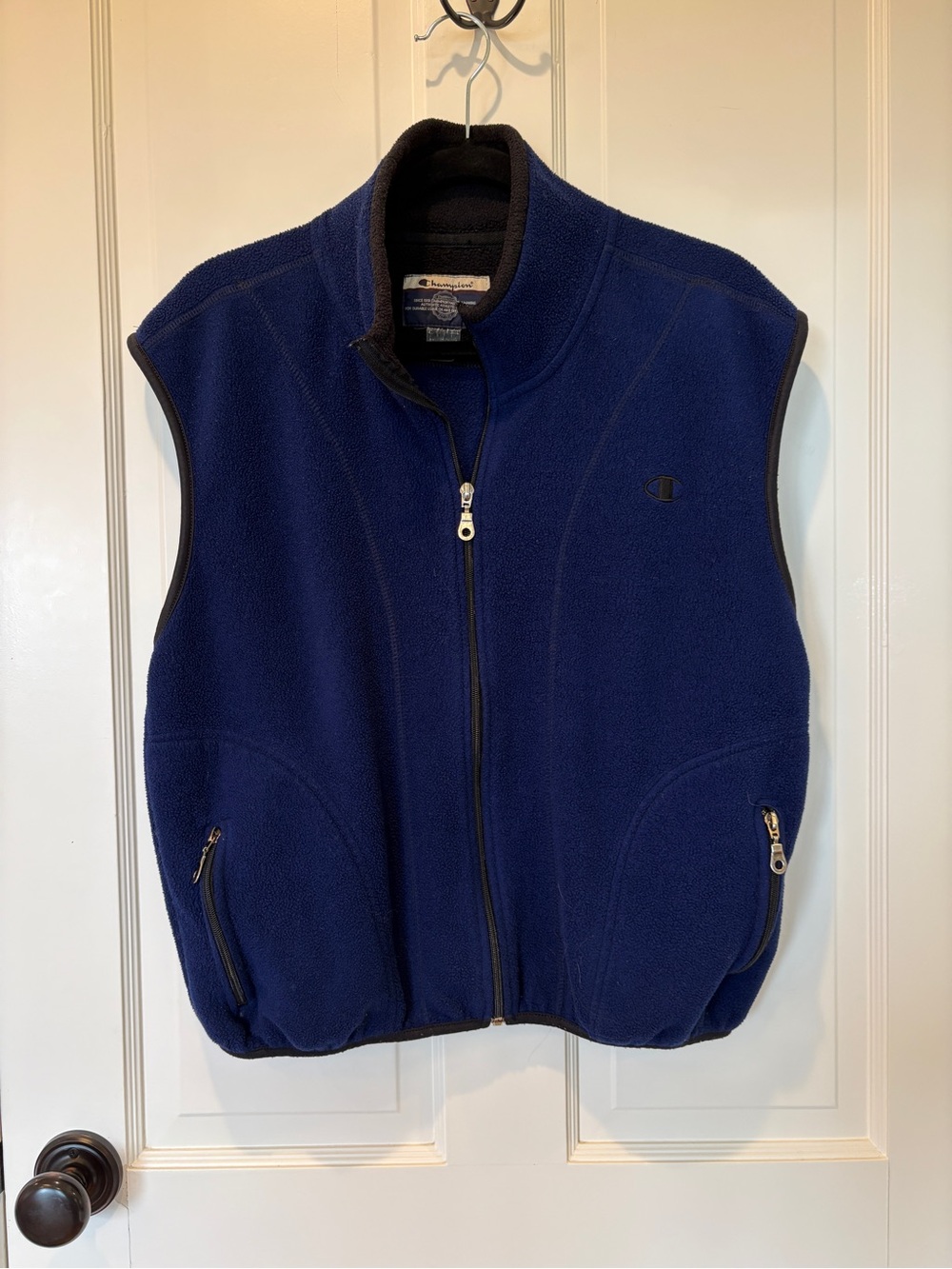 Vintage Champion Navy Blue Fleece Zip Vest